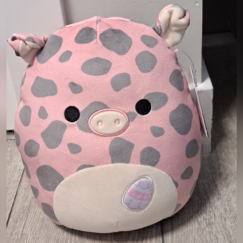 Brand New AQUITAINE The Pig Pink and Gray Spotted Squishmallow Plush Toy. 10inch